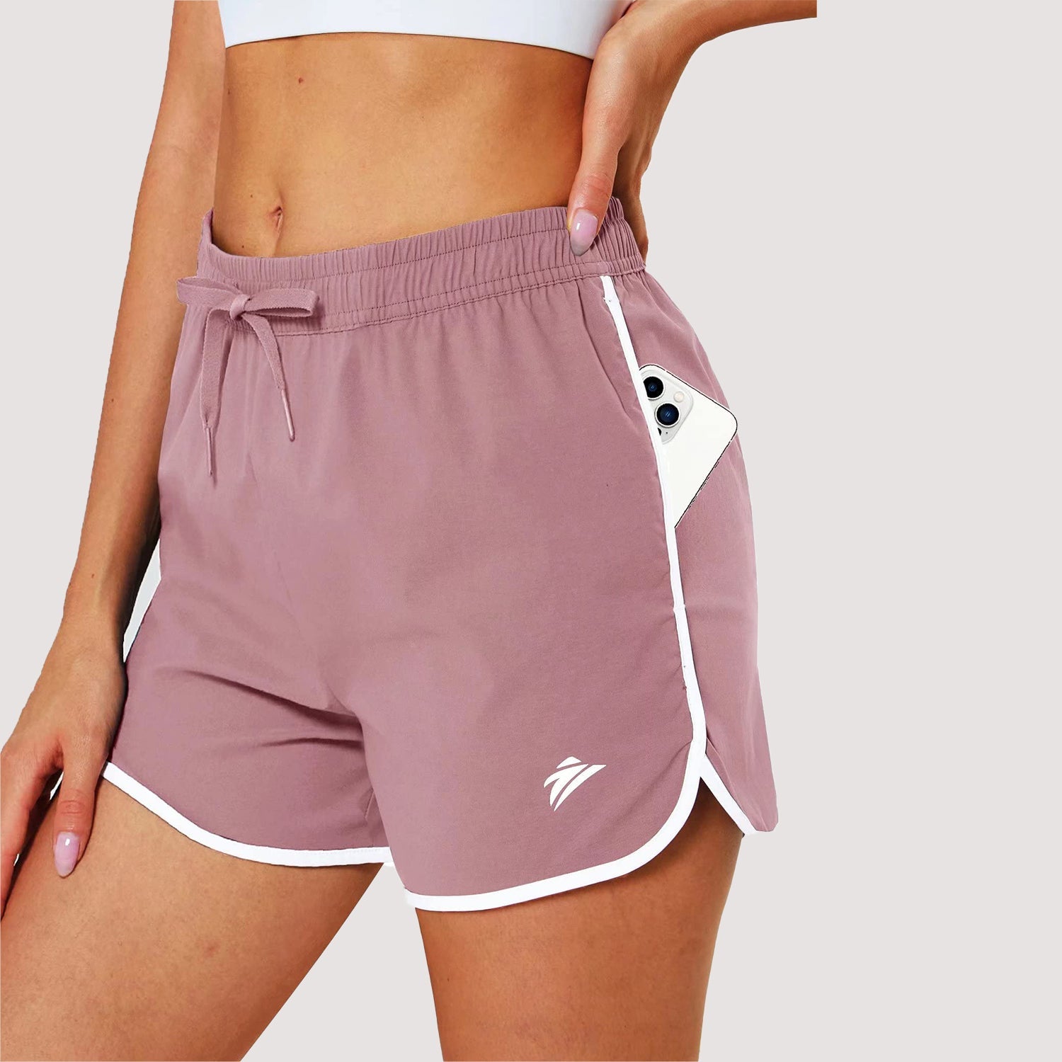 Women's black running shorts with 7-pocket design, quick-dry ripstop nylon, athletic slim fit