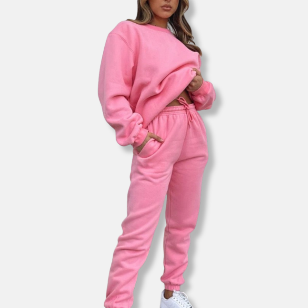 Women's cotton blend two-piece set relaxed fit elastic drawstring waist casual coordinated outfit