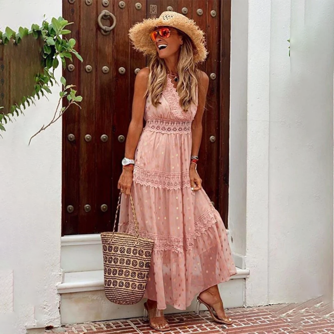 Women's boho cotton summer dress flattering fit breathable soft fabric effortless chic style