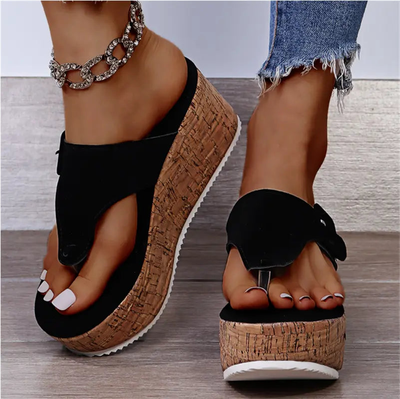 Women's platform wedge slip-on sandals with cushioned sole for all-day comfort and effortless style