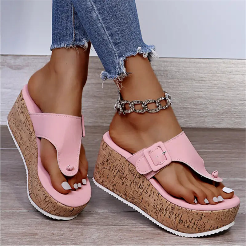 Women's platform wedge slip-on sandals with cushioned sole for all-day comfort and effortless style