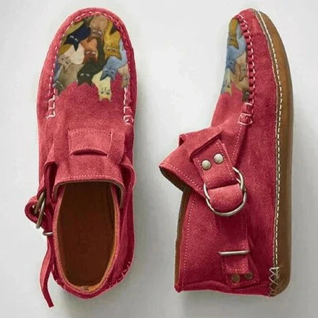 Women's slip-on shoes artistic cat design multicolor comfort casual style for cat lovers