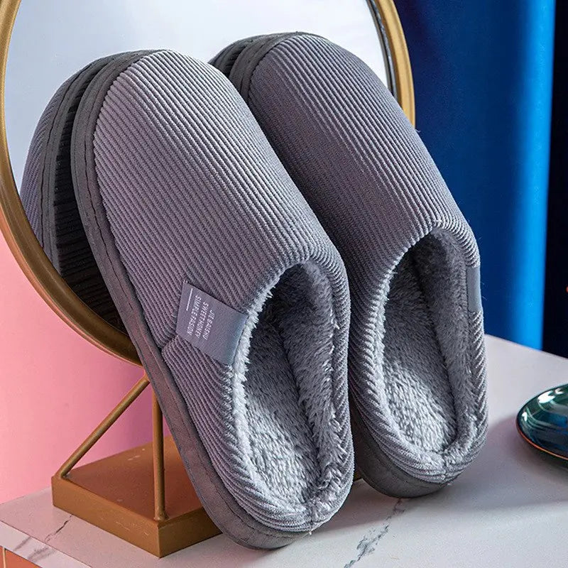 Women's plush cotton slippers cozy non-slip sole winter indoor loungewear soft cushioned comfort
