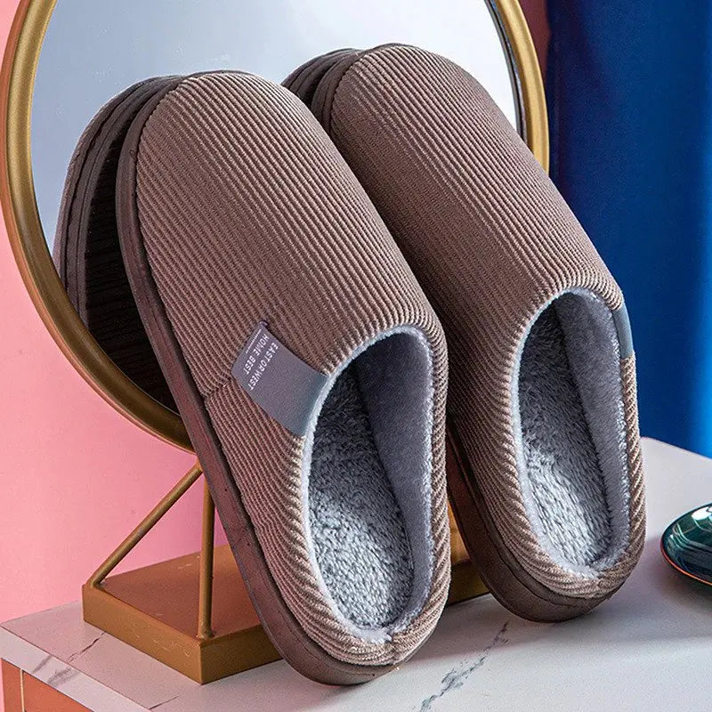 Women's plush cotton slippers cozy winter indoor non-slip sole soft cushioned loungewear comfort