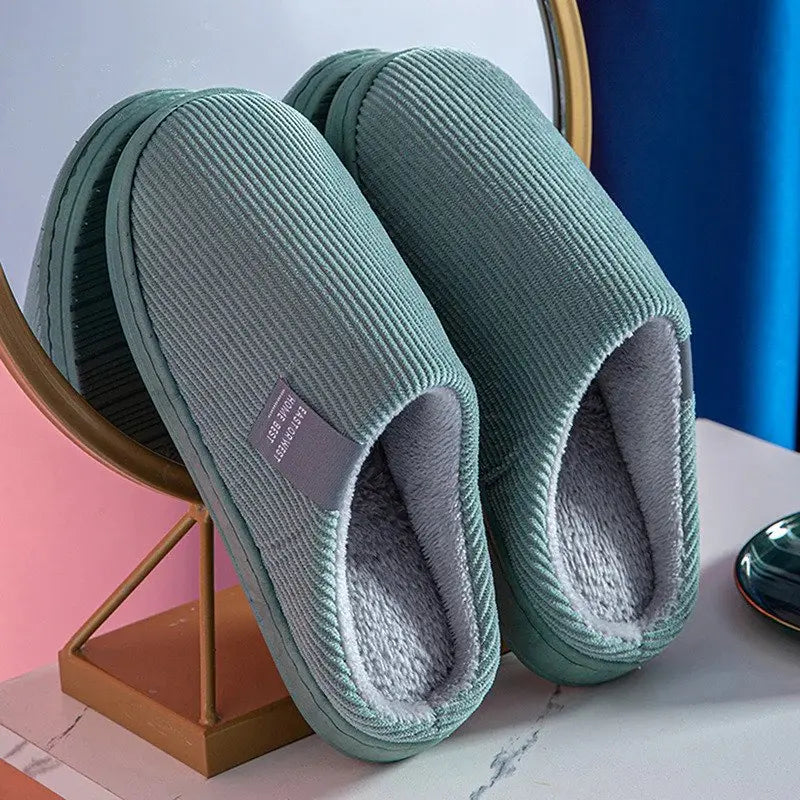 Women's plush cotton slippers cozy winter indoor non-slip sole soft cushioned loungewear comfort