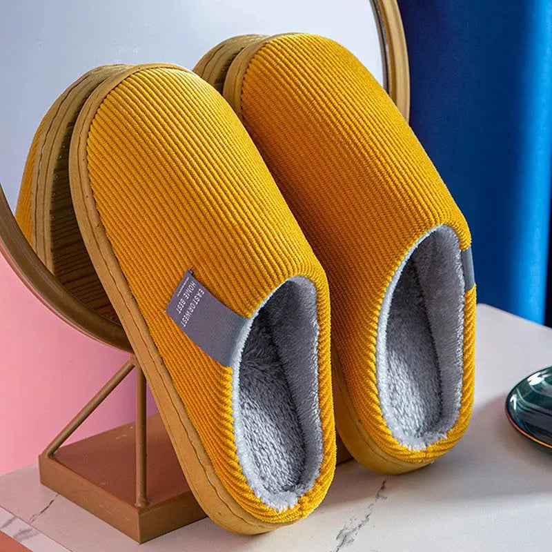 Women's plush cotton slippers cozy winter indoor non-slip sole soft cushioned loungewear footwear