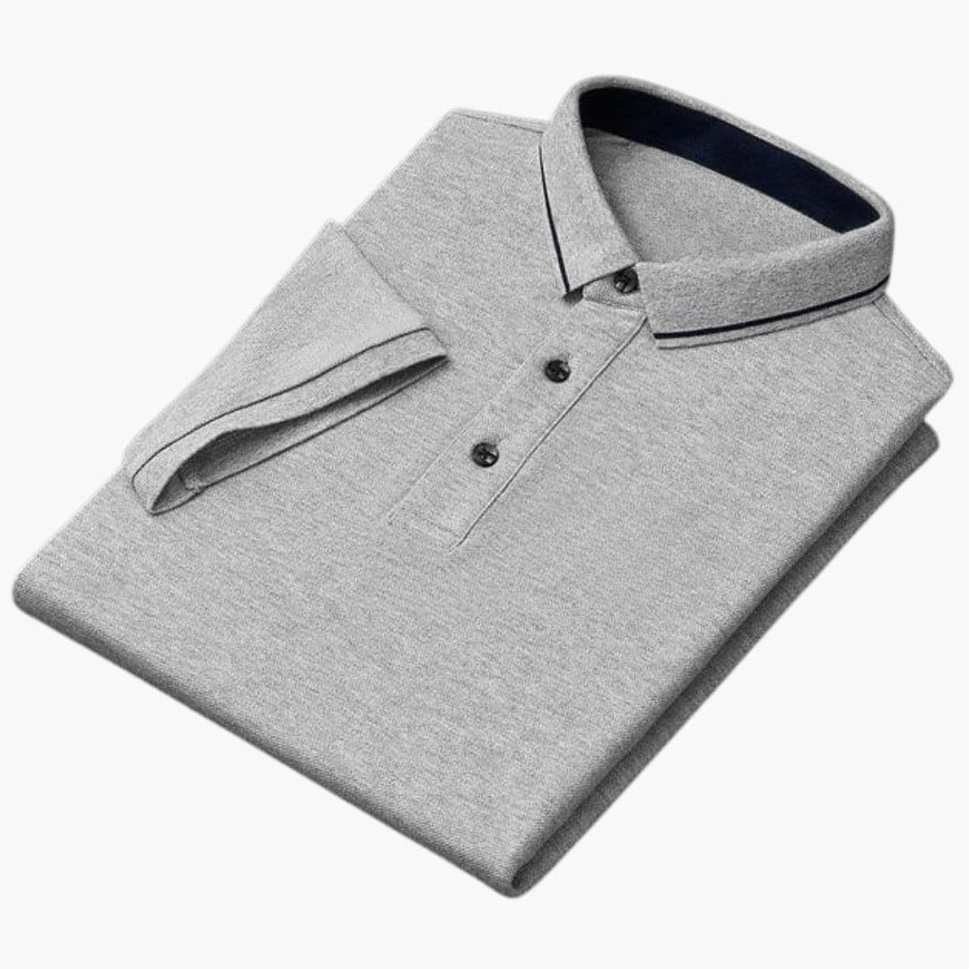Men's short sleeve polo navy blue ribbed collar embroidered chest casual everyday fit