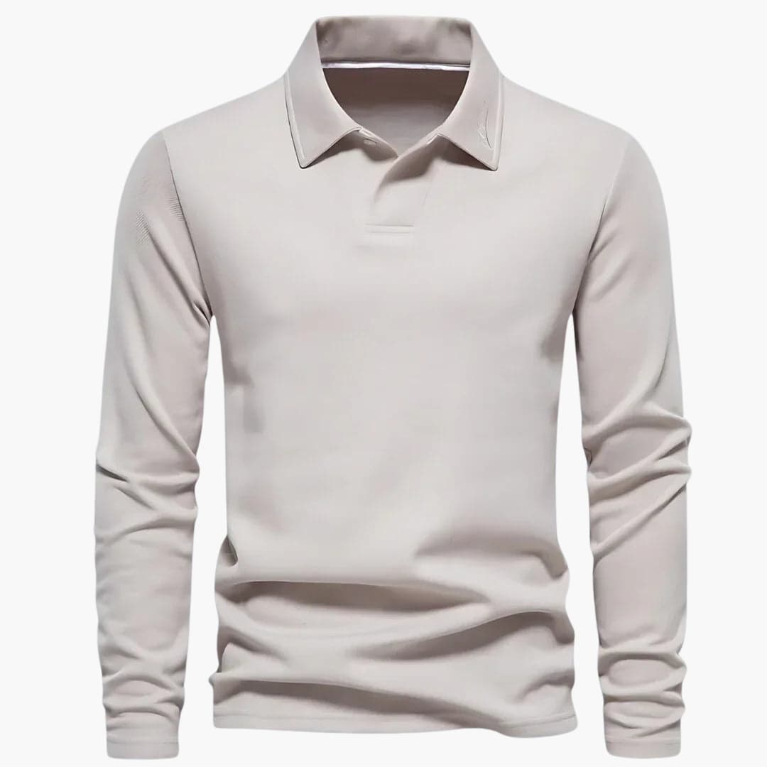 Men's slim fit polo shirt classic collar short placket smart casual tailored silhouette