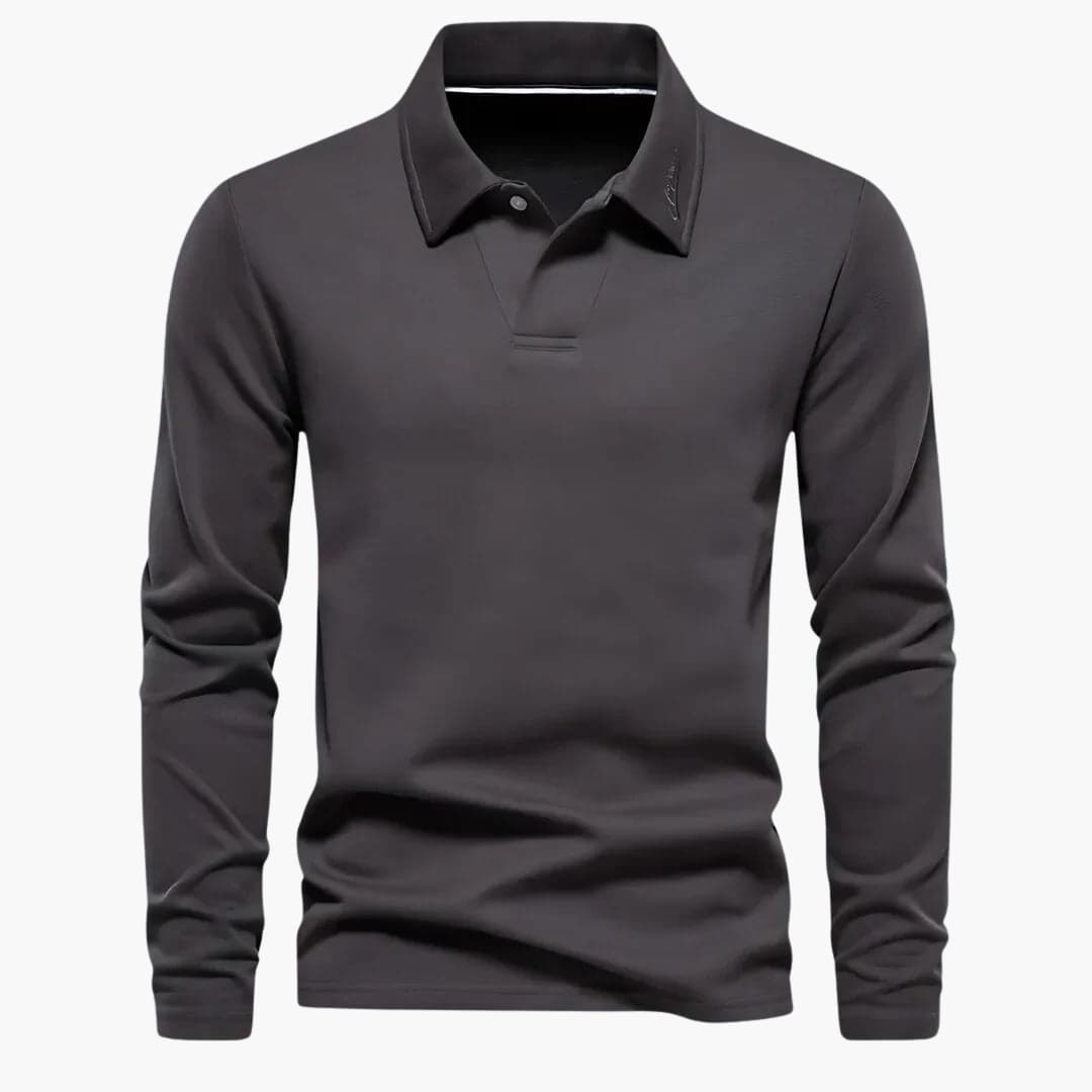 Men's slim fit polo shirt classic collar short placket smart casual tailored everyday style