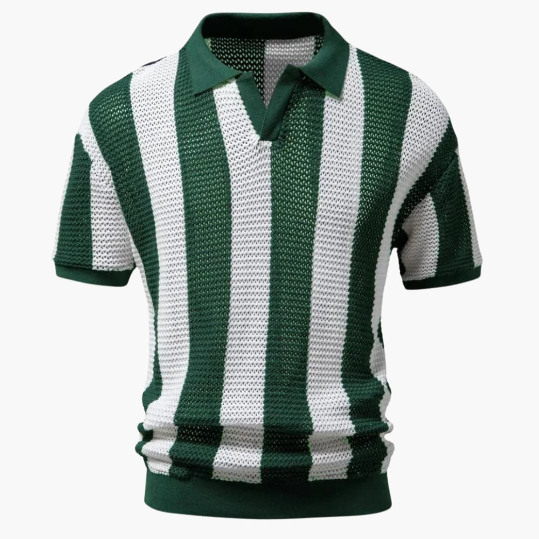 Men's slim fit polo shirt open collar ribbed edges modern smart casual clean silhouette
