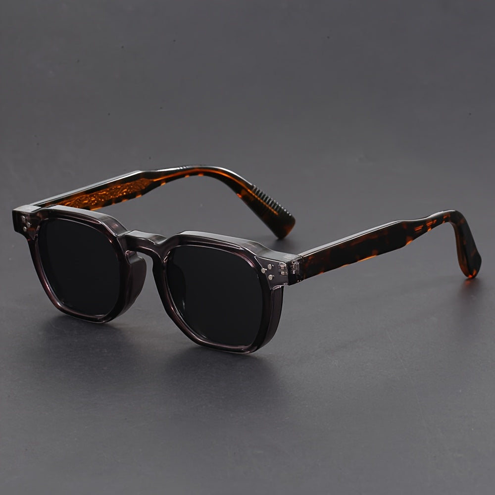 Men's retro boho polygonal sunglasses geometric angular full-rim polycarbonate frame unique vintage