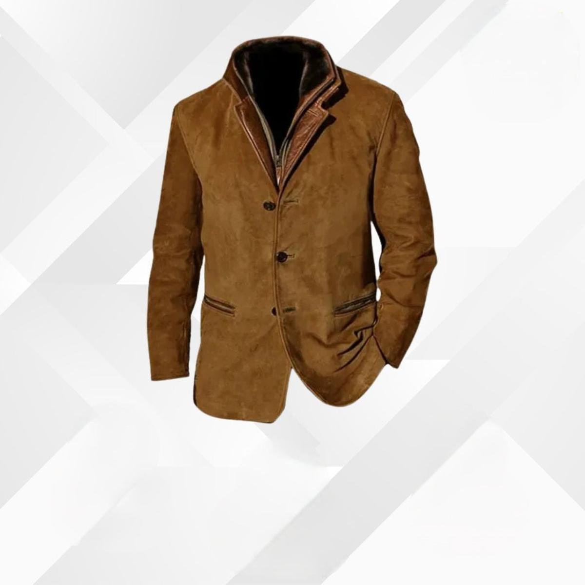 Men's classic button-up winter jacket warm inner lining tailored sharp silhouette versatile cold weather layer