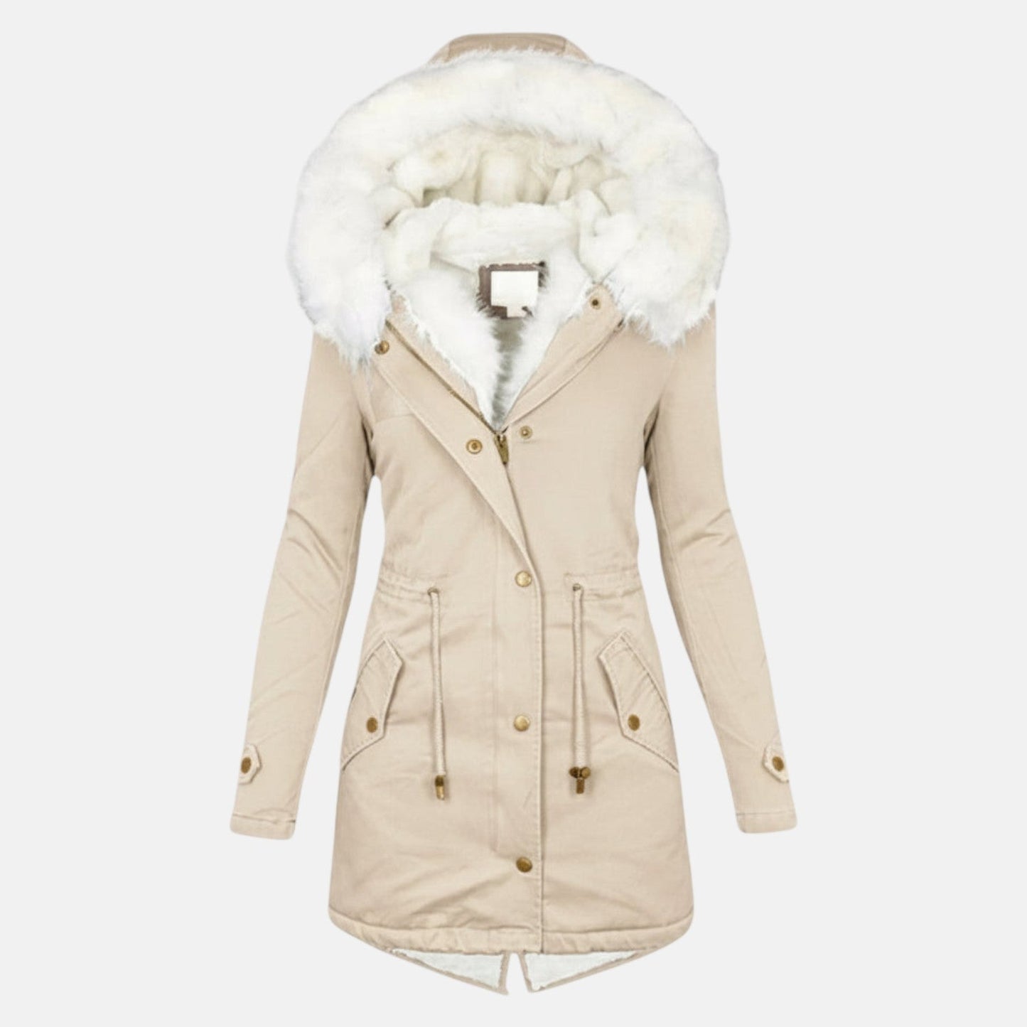 Women's cotton parka slightly tailored long silhouette hood trim figure-flattering fit cold weather essential