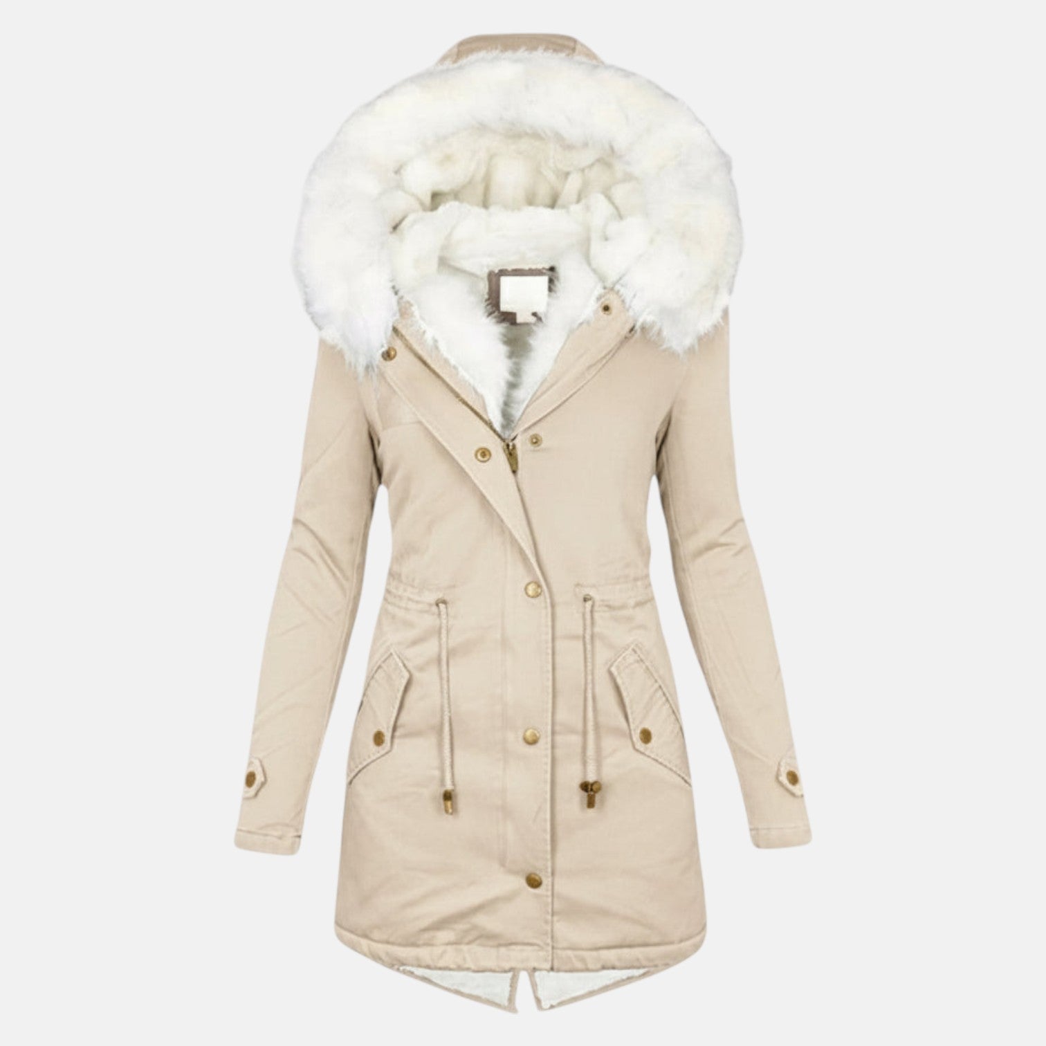 Women's cotton parka slightly tailored long silhouette hood trim figure-flattering fit cold weather essential
