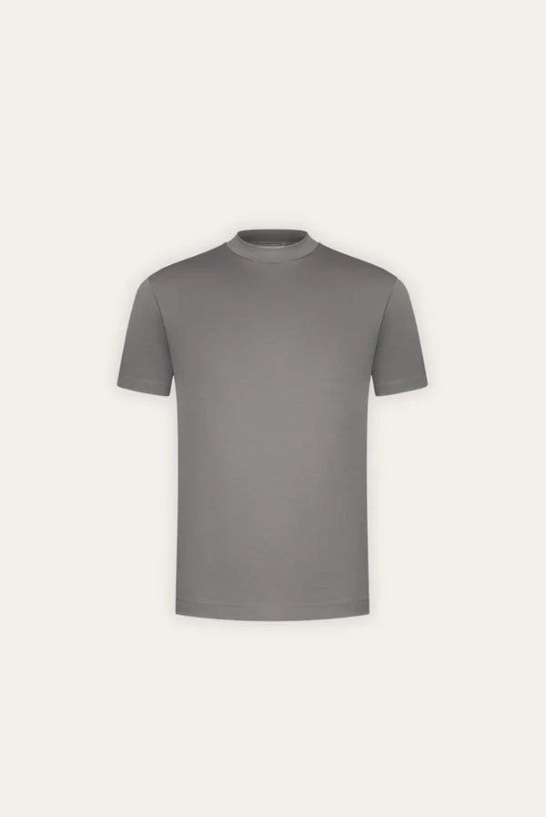 Khaki premium T-shirt mercerized 240GSM cotton subtle sheen soft heavyweight classic crewneck tee