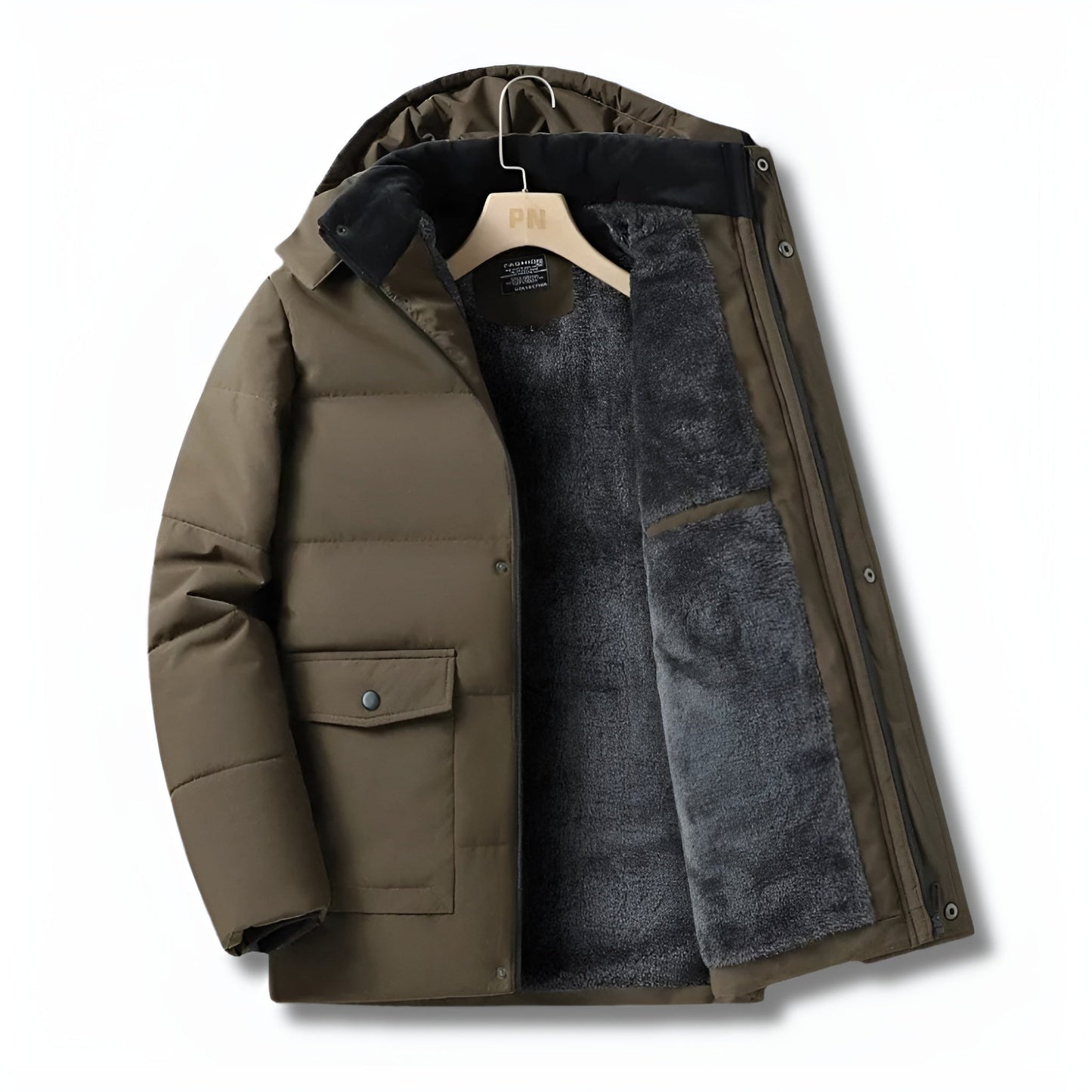 Black insulated winter jacket slim urban cut with high-warmth lining for cold weather outdoor wear
