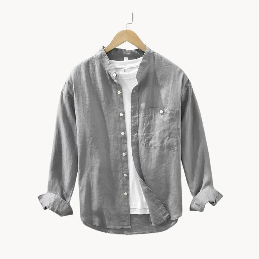 Men's slim fit linen casual shirt breathable summer essential with chest pocket