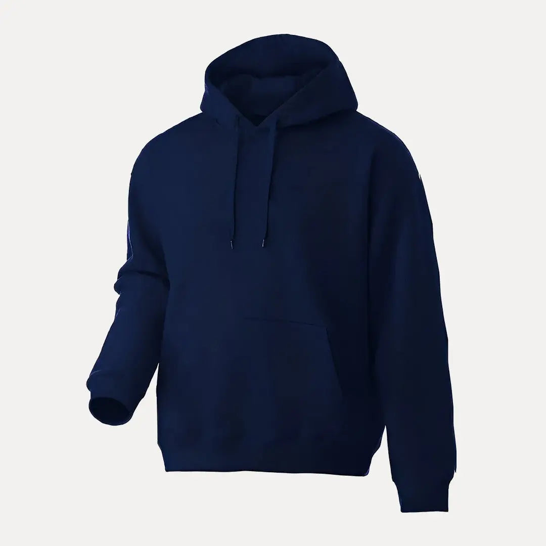 Unisex pullover hoodie in soft cozy fabric with adjustable hood and front kangaroo pocket for everyday wear
