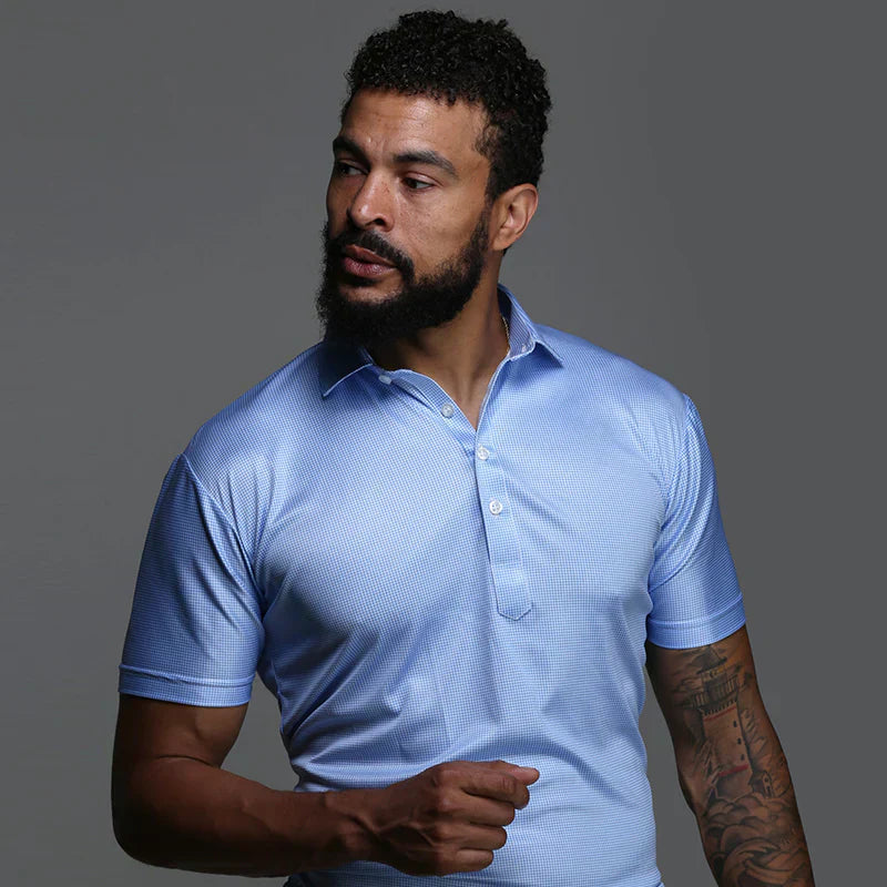 Men's white stiff collar polo shirt modern slim fit premium comfort versatile everyday wear