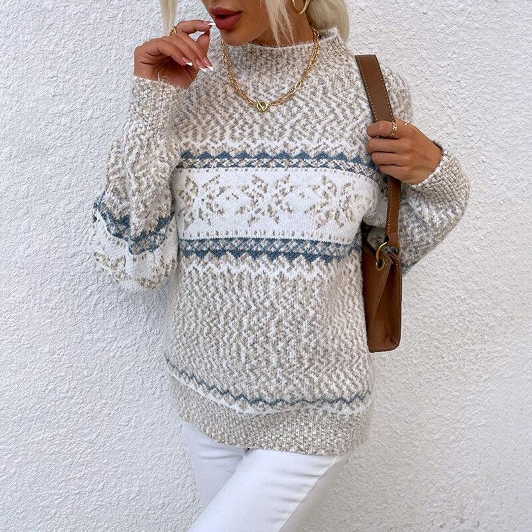 Retro vintage knit sweater in warm tones, relaxed cozy fit with timeless old-school charm