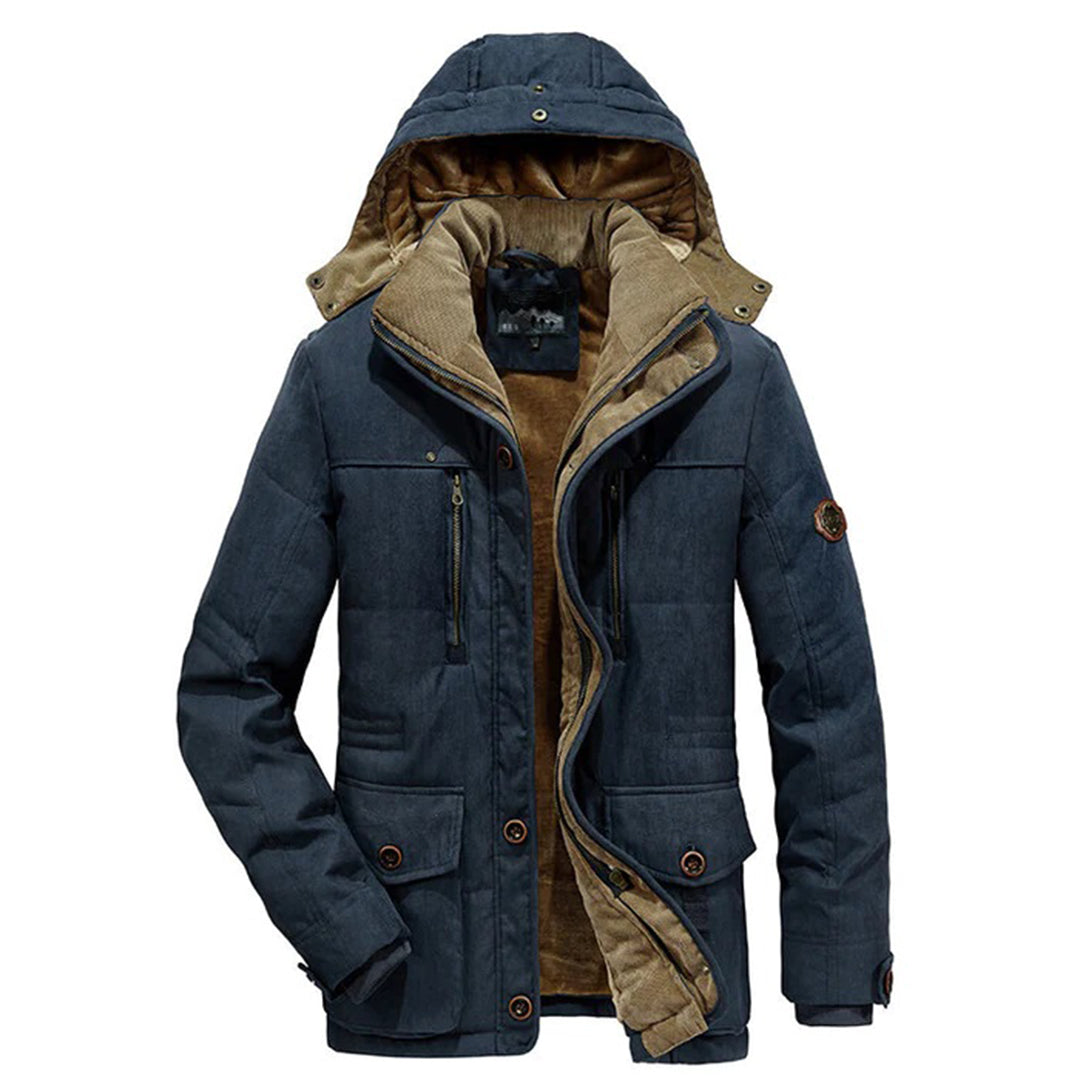 Men's water-repellent fleece-lined jacket in regular fit with detachable hood for transitional weather