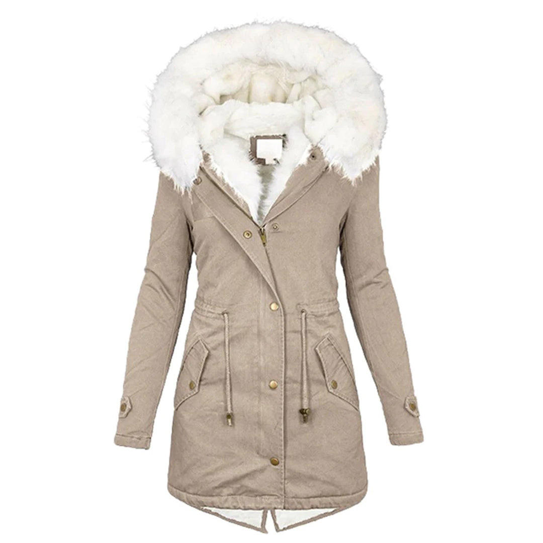 Women's luxurious insulated winter coat structured city-ready silhouette warm everyday outerwear