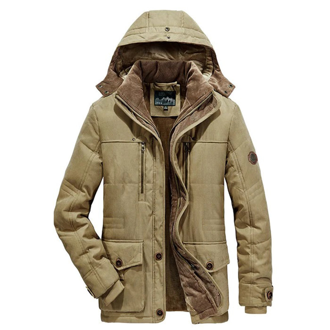 Men's water-repellent fleece-lined jacket with detachable hood in regular fit for transitional weather