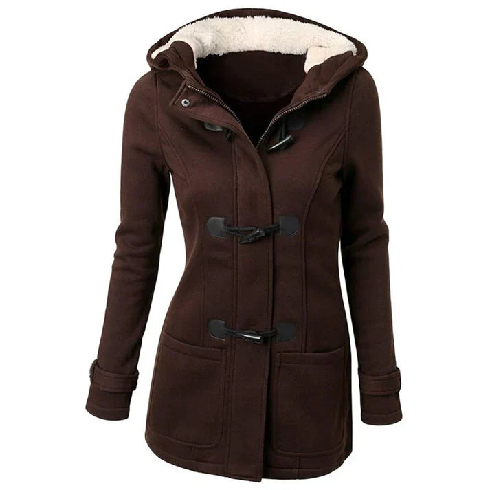 Women's hooded jacket all-weather durable easy-care outerwear with adjustable hood