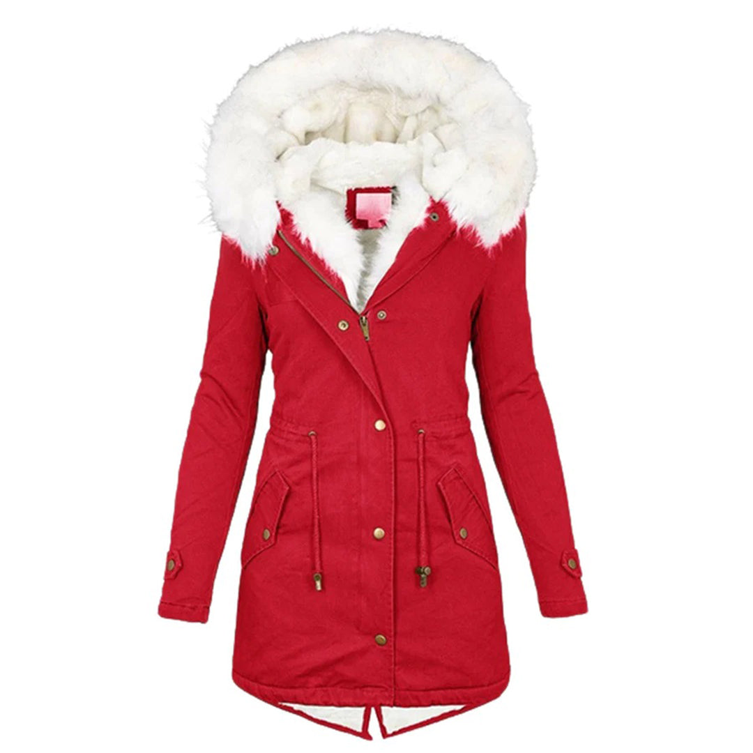 Women's luxurious insulated winter coat structured city-ready silhouette with warm lining