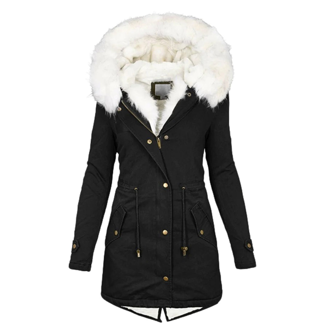 Women's luxurious insulated winter coat structured silhouette city-ready warmth all-day comfort