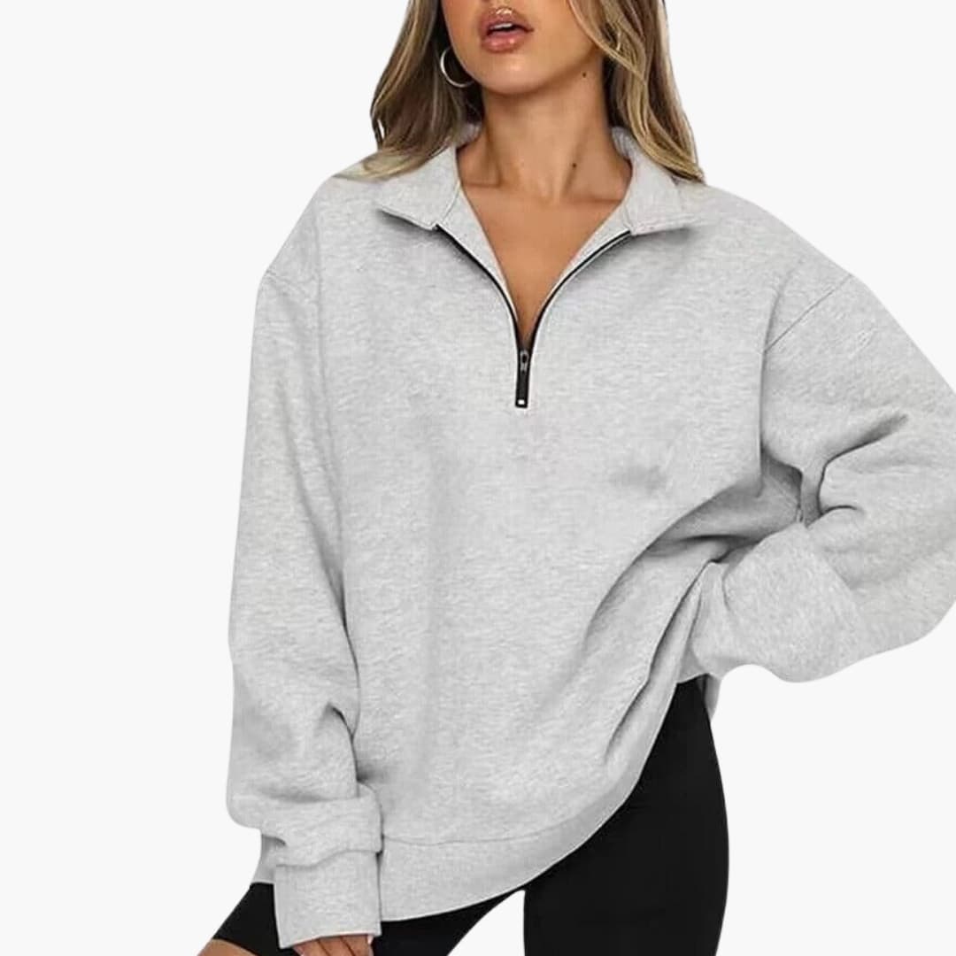 Women's half-zip pullover stand-up collar straight cut versatile layering piece for everyday wear