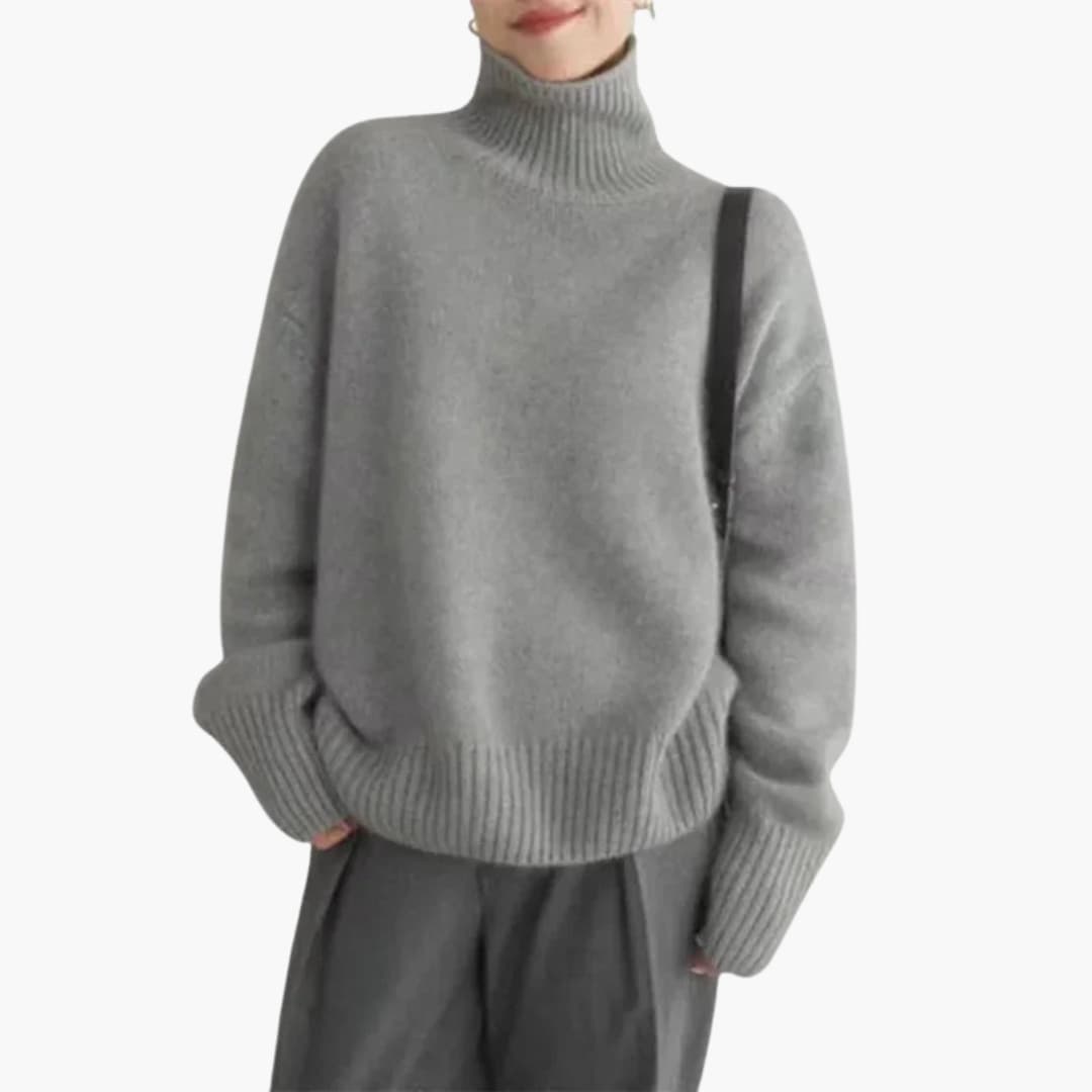 Women's cozy turtleneck knit sweater long sleeves pullover style with fitted ribbed cuffs everyday comfort