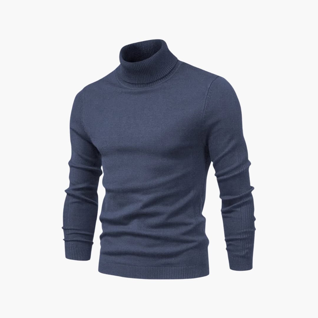 Men's black turtleneck sweater straight cut ribbed knit texture everyday versatile style