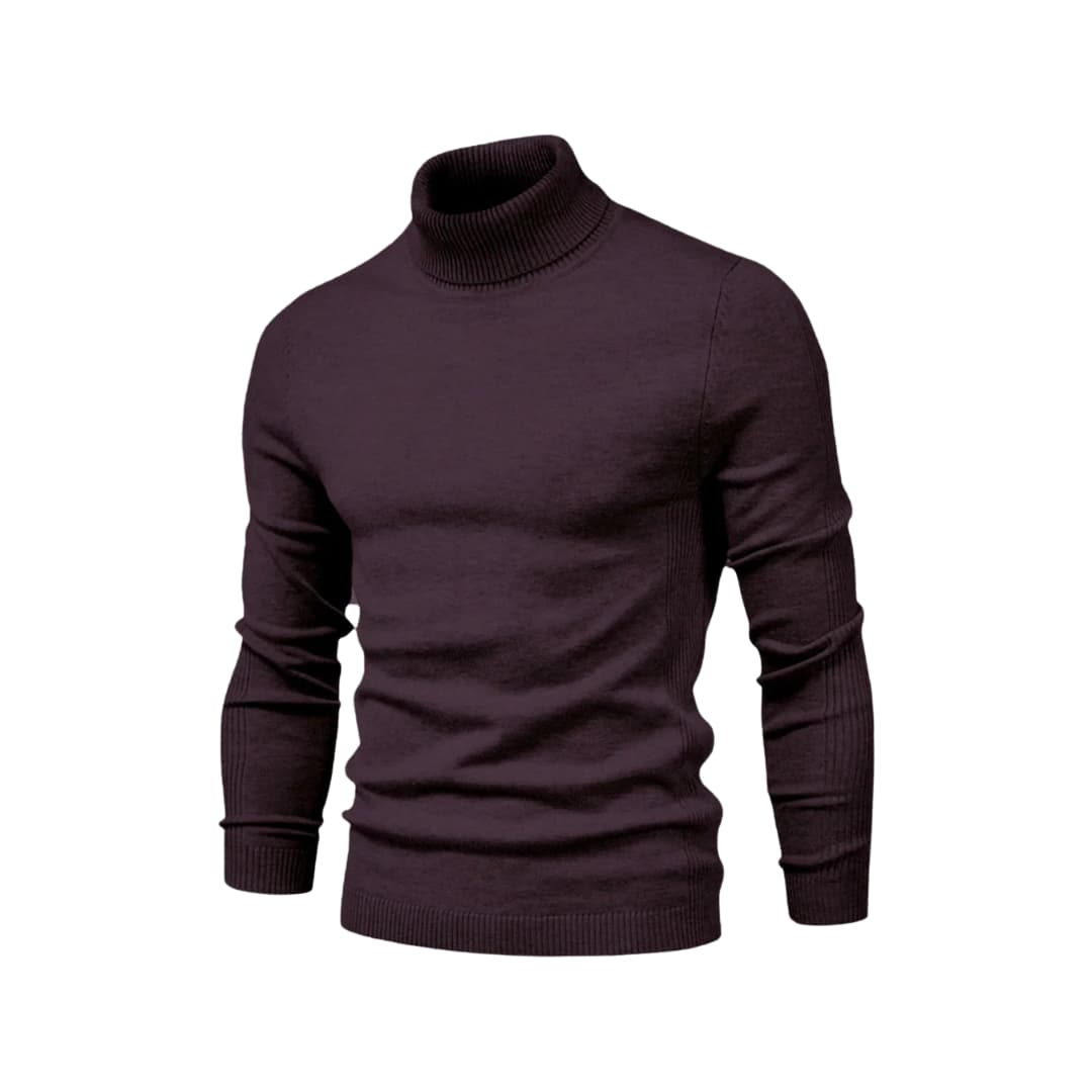 Men's black turtleneck sweater straight cut ribbed knit texture versatile everyday style