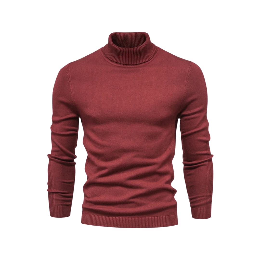 Men's black turtleneck sweater straight cut ribbed knit collar everyday versatile style