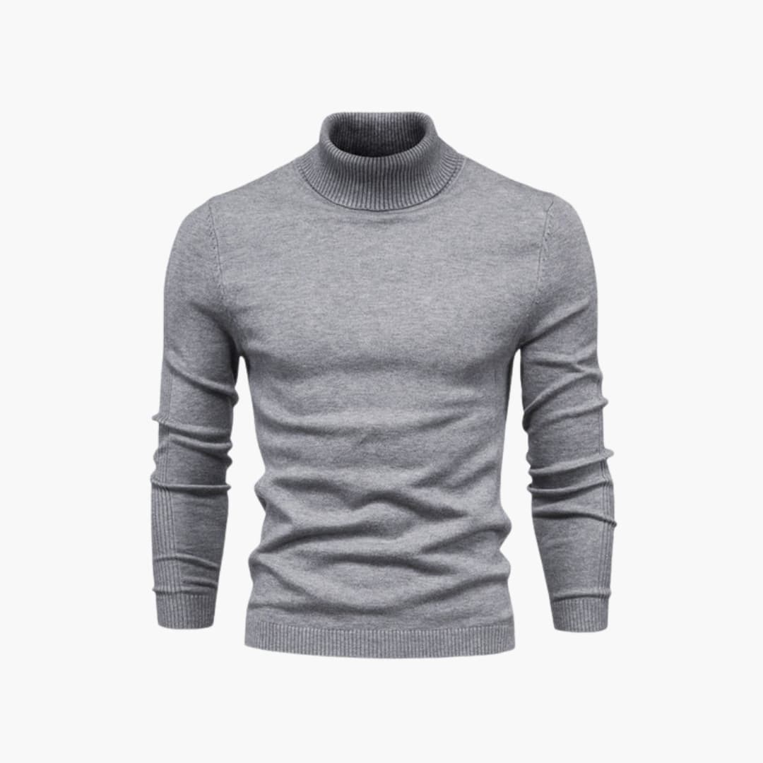 Men's black turtleneck sweater long sleeves ribbed hem classic minimalist knit comfort fit