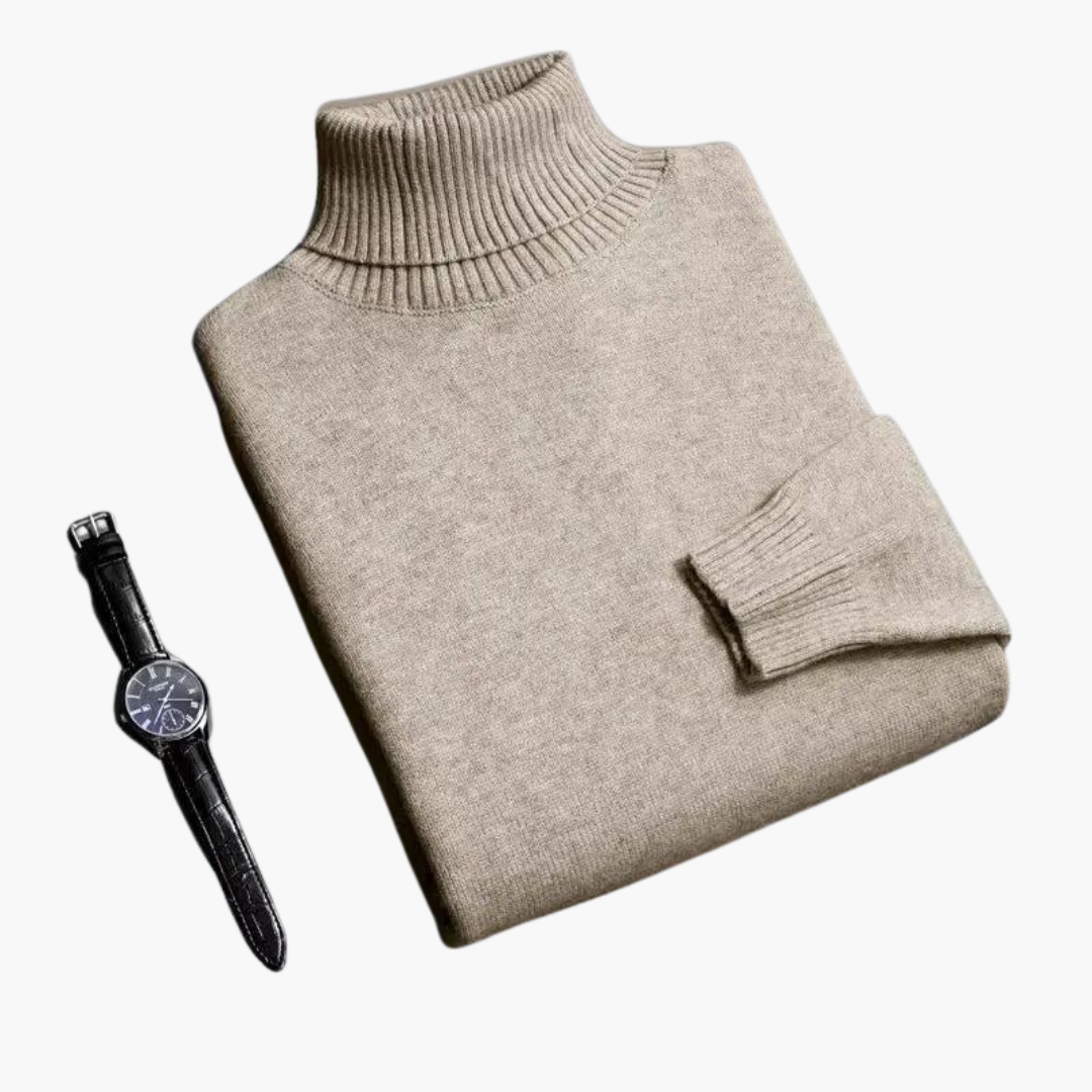 Men's ribbed turtleneck sweater slim fit autumn winter warmth secure cuffs casual smart-casual
