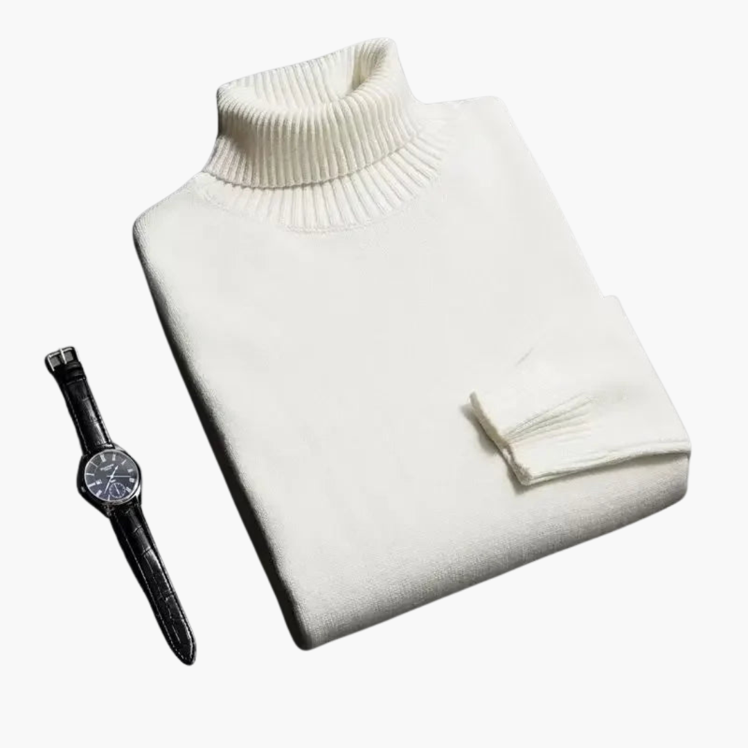 Men's ribbed turtleneck sweater slim fit with secure ribbed cuffs for autumn winter warmth
