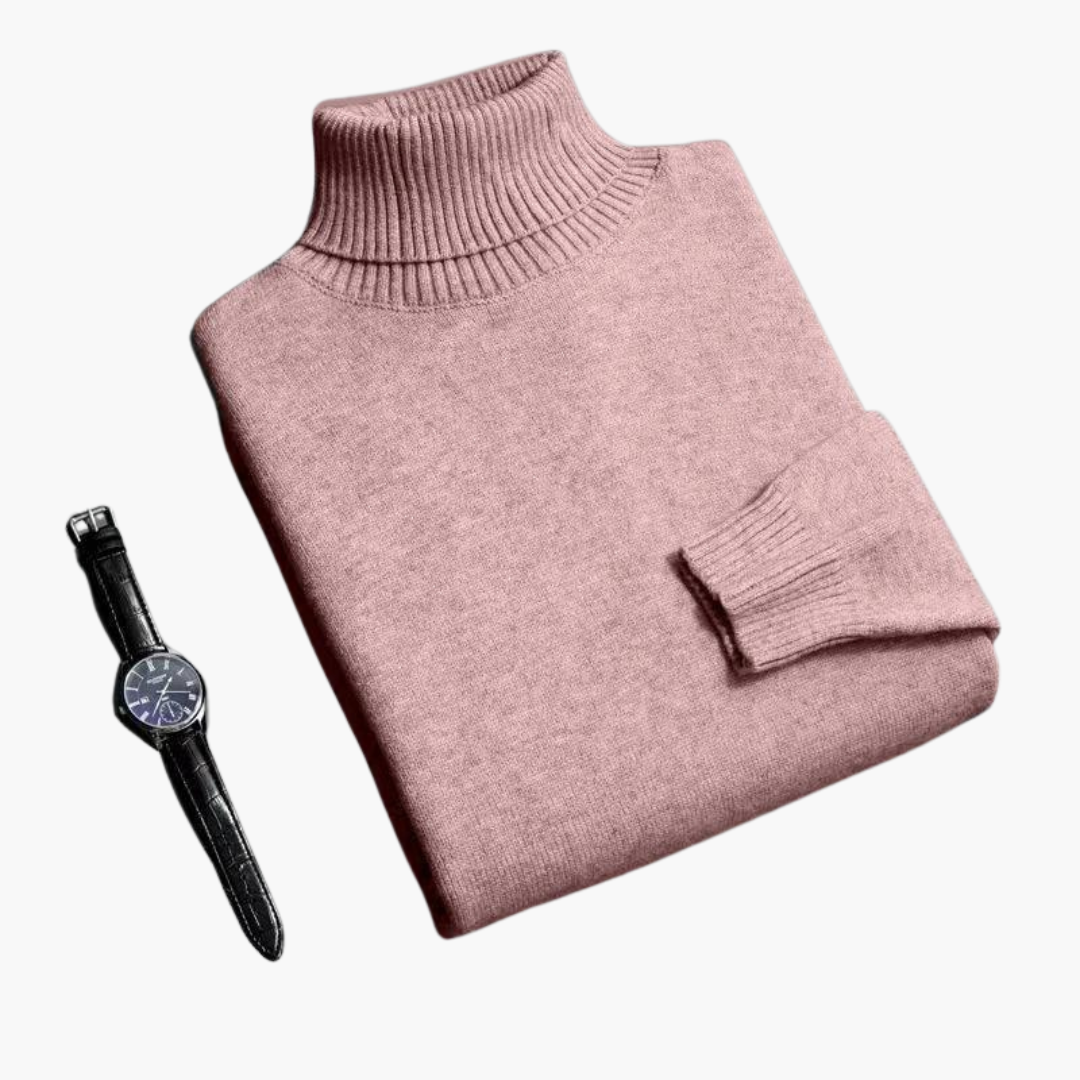 Men's ribbed turtleneck sweater with secure fit cuffs, versatile autumn winter warmth style