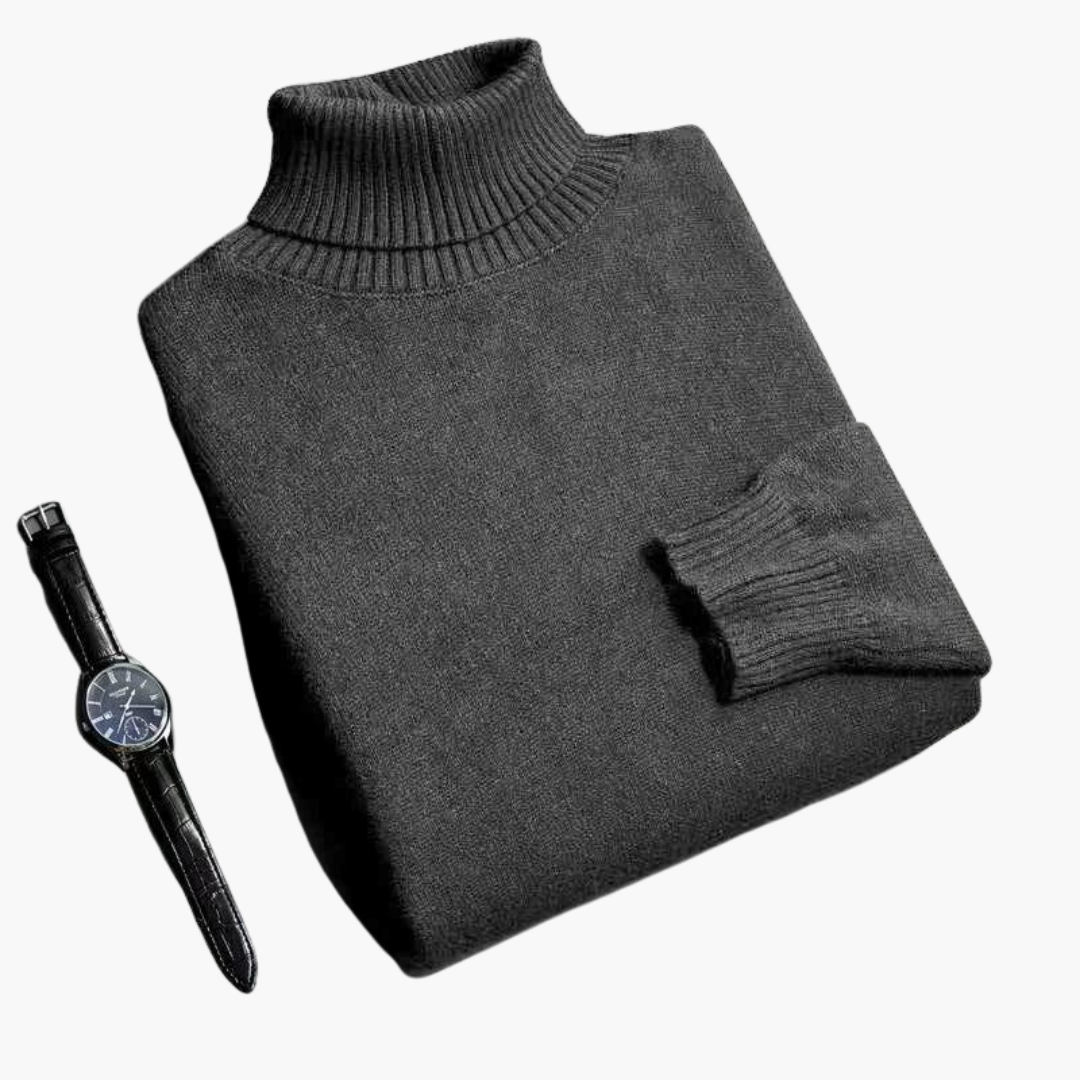 Men's ribbed turtleneck sweater slim fit with secure ribbed cuffs for autumn winter warmth