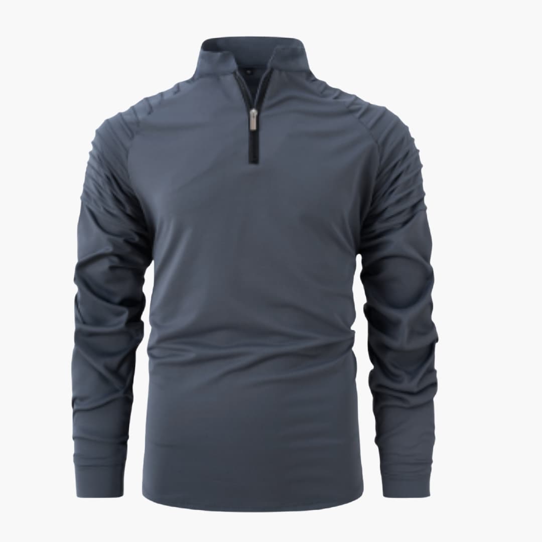 Men's navy half-zip pullover structured fit stand-up collar textured knit everyday layering