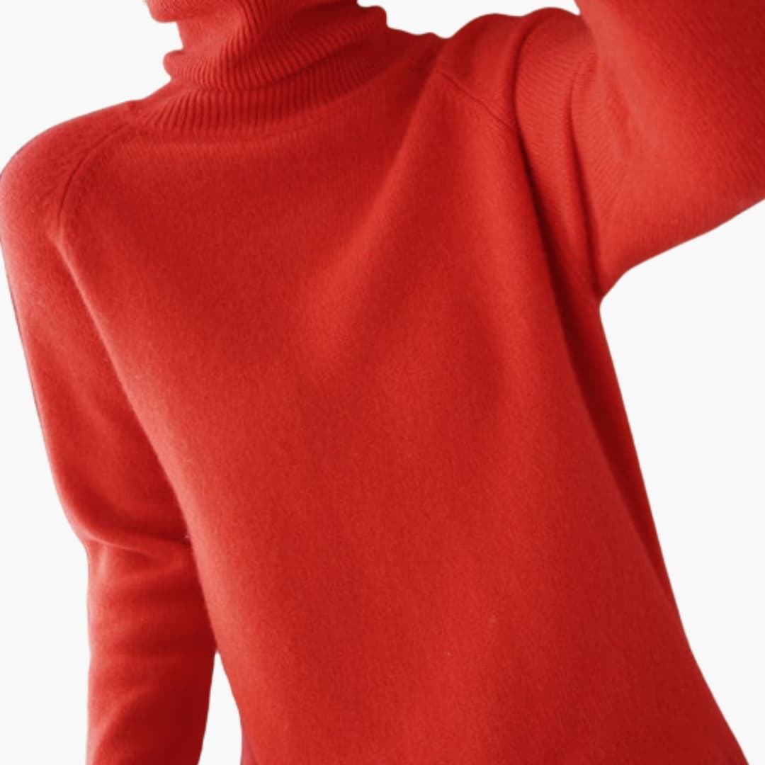 Women's cozy turtleneck sweater long sleeves ribbed cuffs slim fit layering essential everyday warmth
