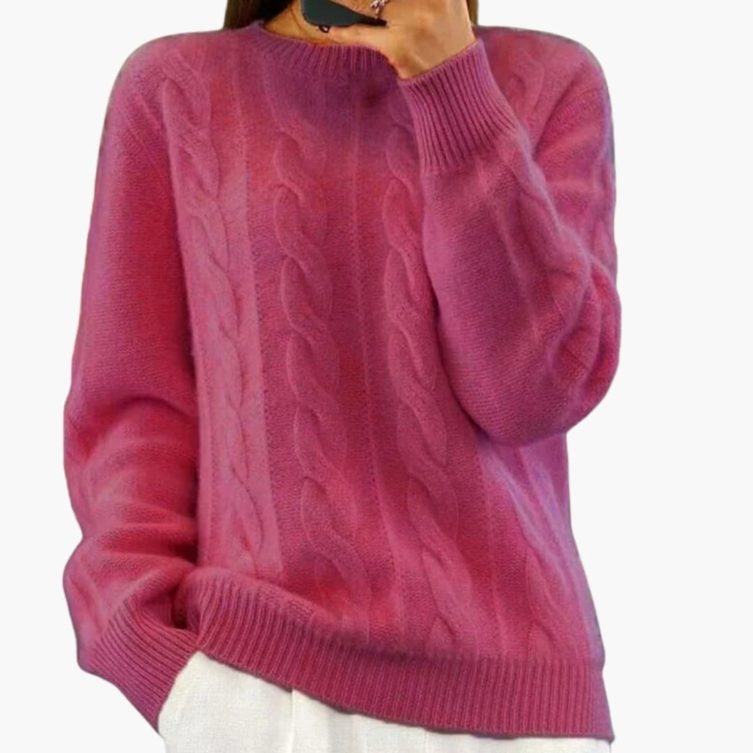 Women's fine knit round neck pullover structured fitted long sleeves everyday layering essential