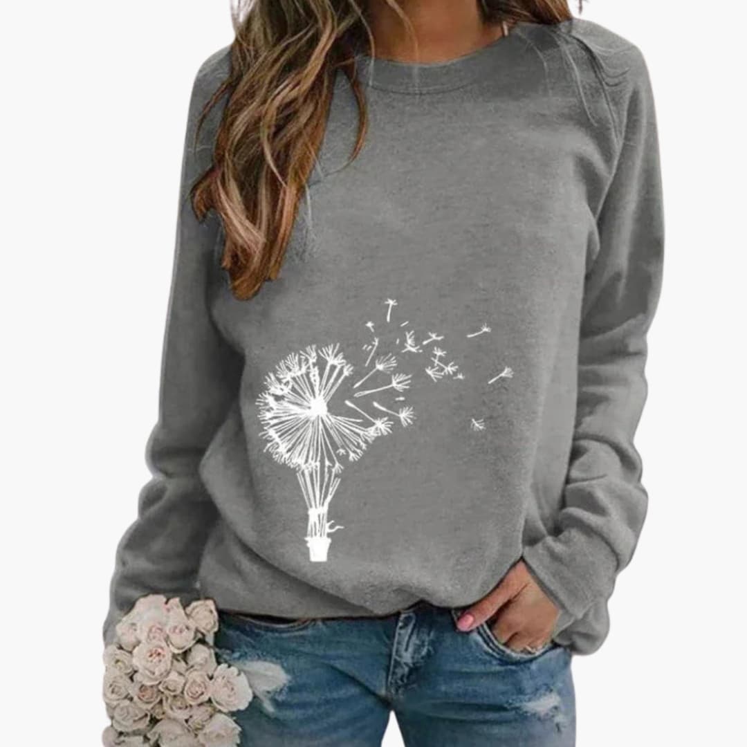 Women's cozy round neck knit sweater regular fit with structured texture for midseason wear