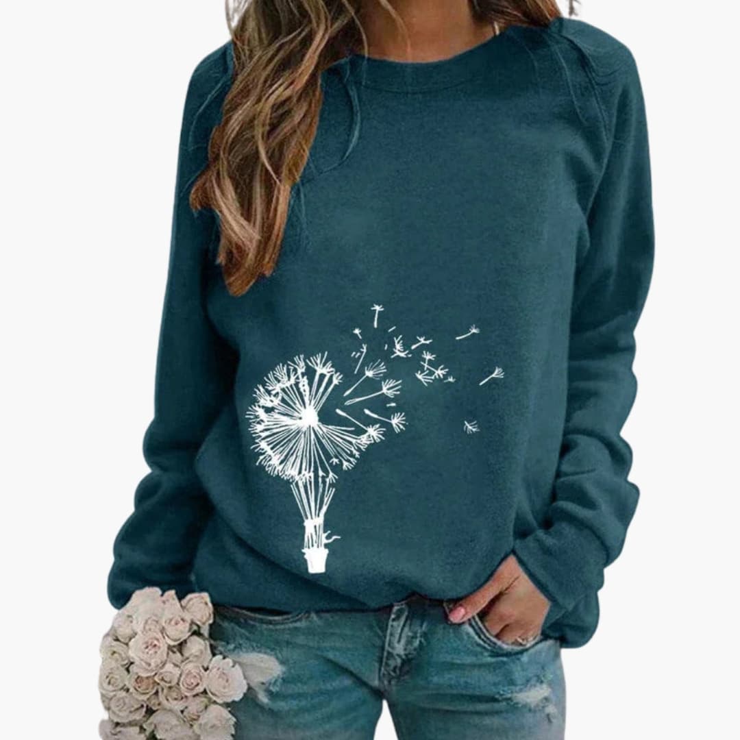 Women's cozy round neck knit sweater regular fit with structured texture for midseason wear