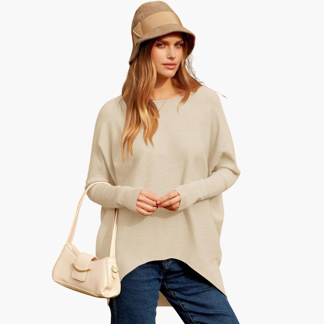 Women's boat neck knit sweater long sleeve ribbed texture cozy essential versatile silhouette