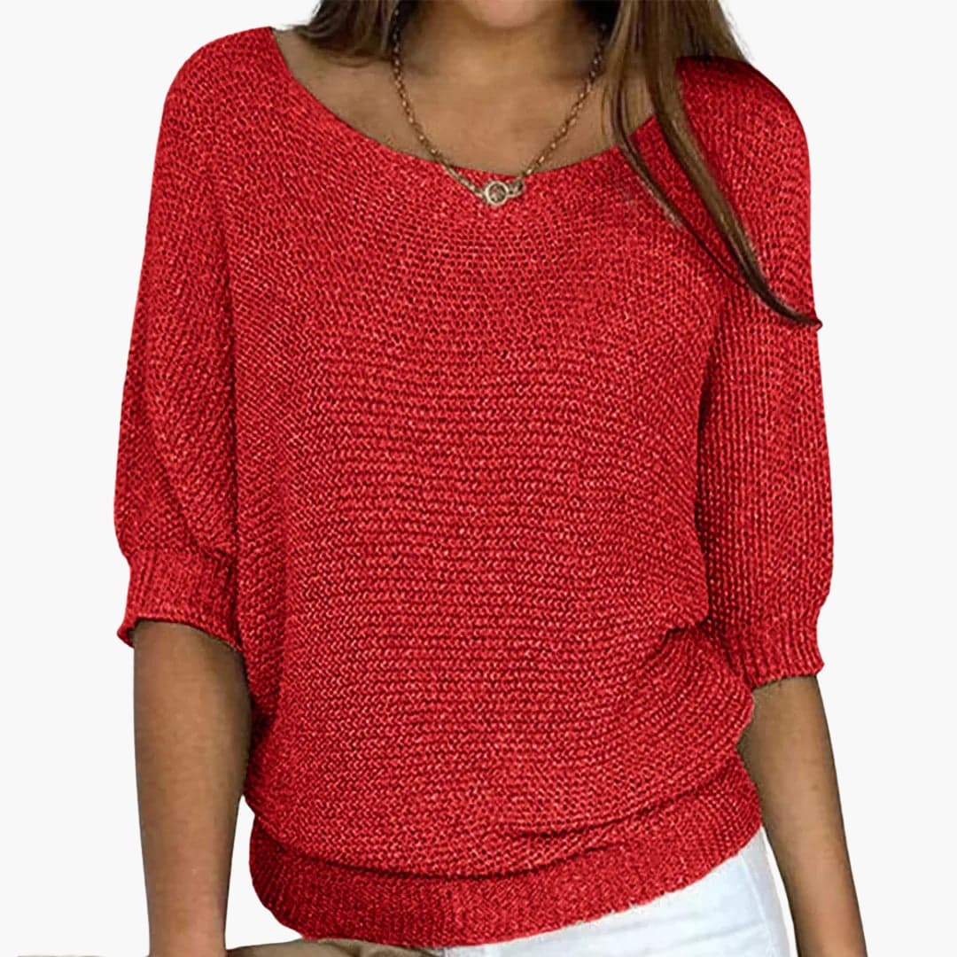 Women's ribbed knit pullover sweater wide collar cozy autumn layering chic cuffs hem style