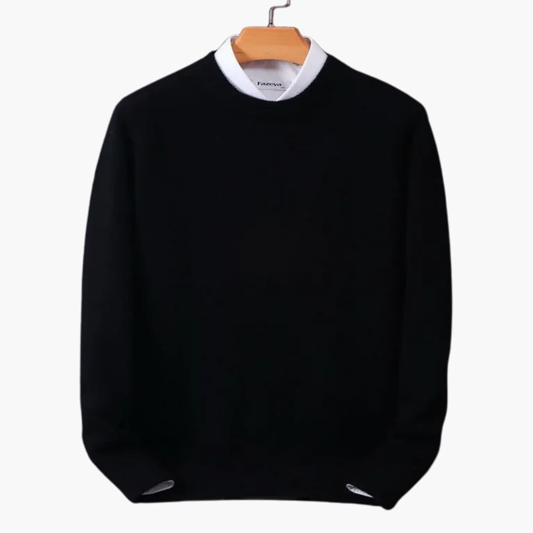 Men's classic fit round neck pullover sweater with ribbed edges knitted texture for daily wear