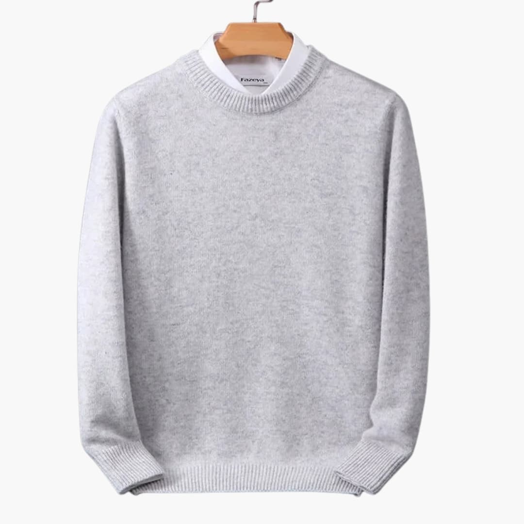 Men's classic fit round neck pullover sweater with ribbed edges knitted texture for daily wear