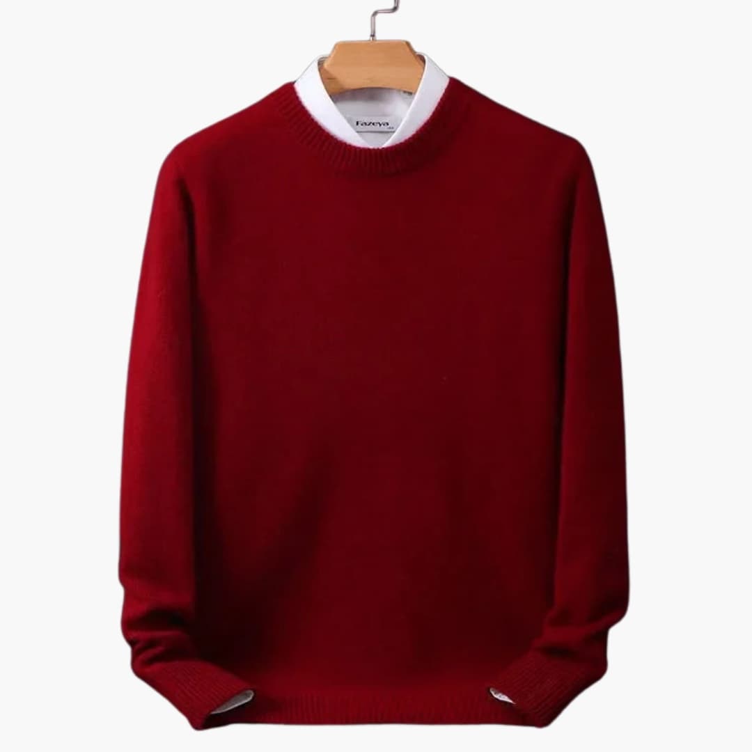 Men's classic fit round neck pullover sweater with ribbed edges knitted texture for daily wear